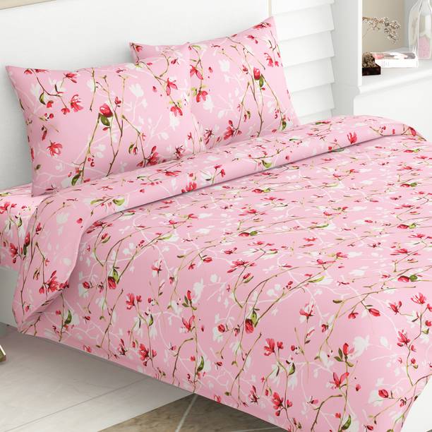 haus & kinder 186 TC Cotton Double Floral Flat Bedsheet