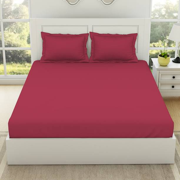 SPACES 144 TC Cotton King Solid Flat Bedsheet