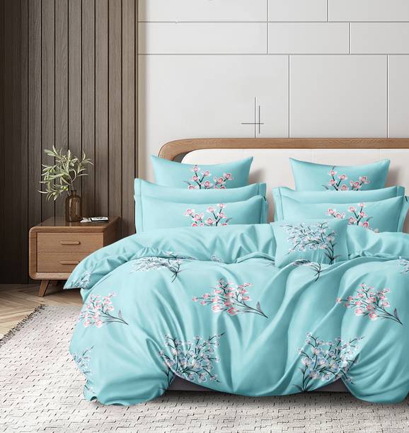Cortina 144 TC Microfiber Double Floral Flat Bedsheet