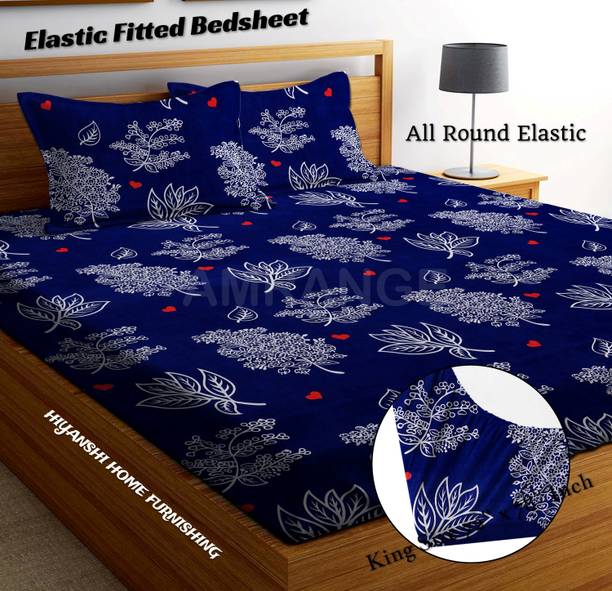 HIYANSHI HOME FURNISHING Polycotton King Fitted (Elasti...