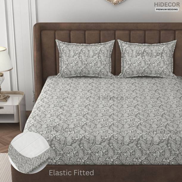 HIDECOR 280 TC Microfiber Double, King Paisley Fitted (Elastic) Bedsheet
