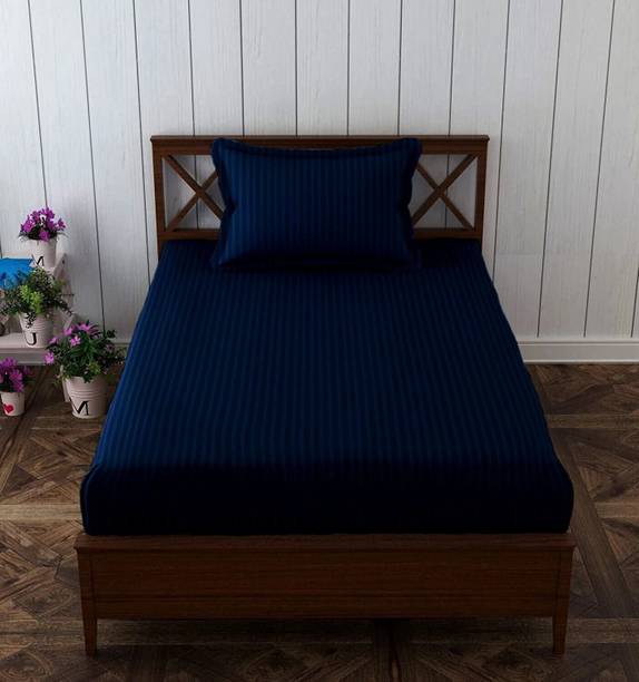 HOMYBEES Cotton Single Flat 210 TC Striped 1 Bedsheet