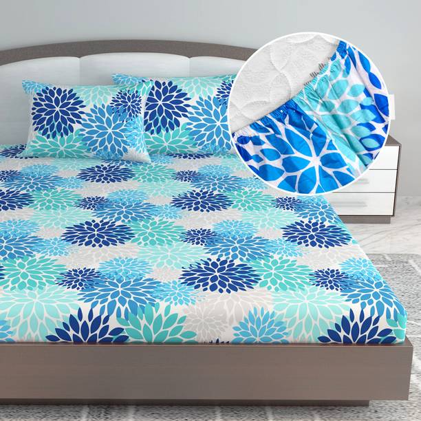 Divine Casa Cotton King Fitted (Elastic) 144 TC Floral ...