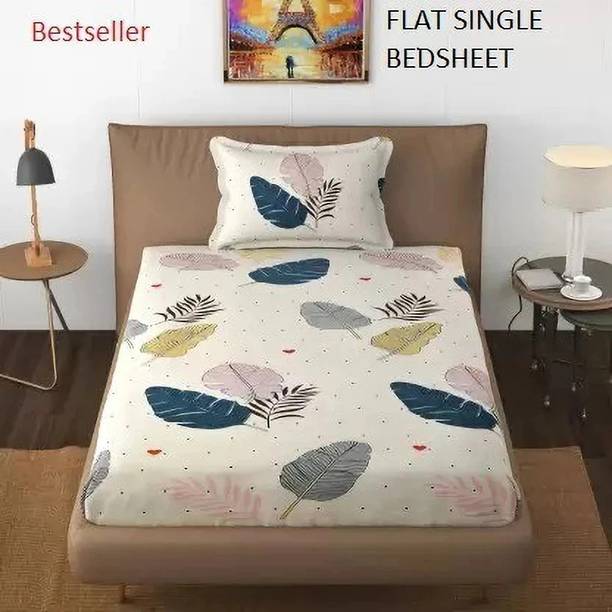 Crafteal Cotton Single Flat 160 TC Printed Bedsheet