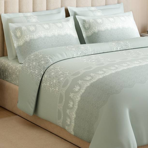 SPACES Cotton Double Flat 300 TC Floral Bedsheet