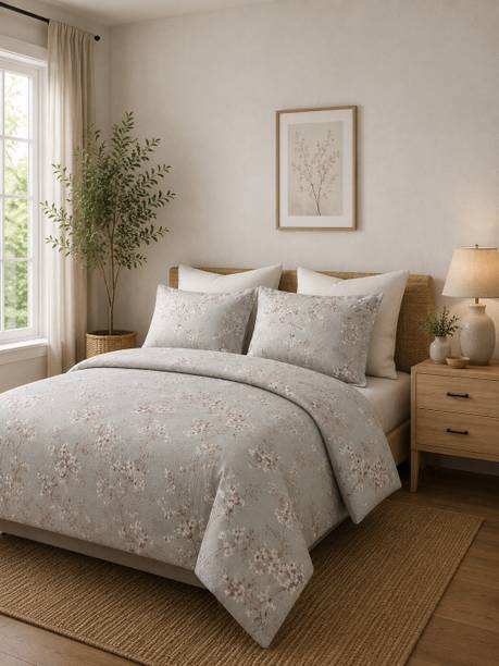 Bombay Dyeing Cotton King Flat 300 TC Floral 3 Bedsheets with 2 Pillow Covers