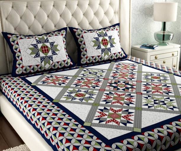 Dreamsoft 144 TC Cotton Double Jaipuri Prints Flat Bedsheet