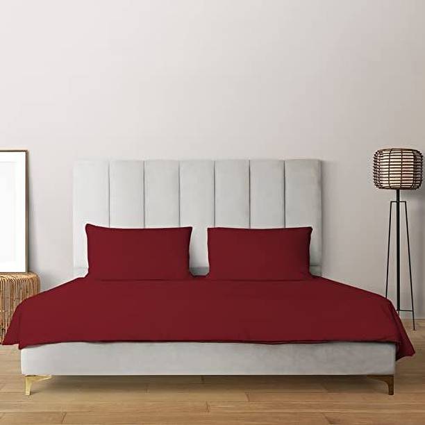 Livpure Smart 300 TC Cotton Single Solid Fitted (Elastic) Bedsheet
