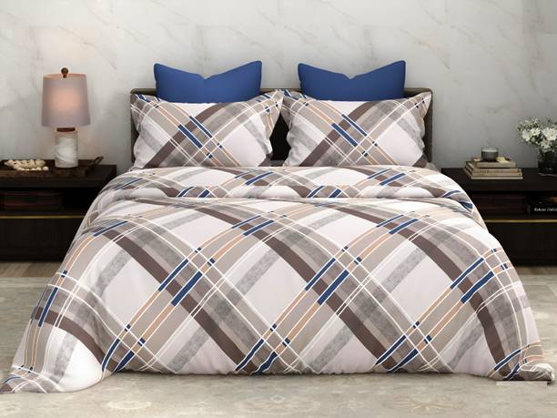 Bombay Dyeing Cotton King Flat 144 TC Printed 1 Bedsheet with 2 Pillow Covers