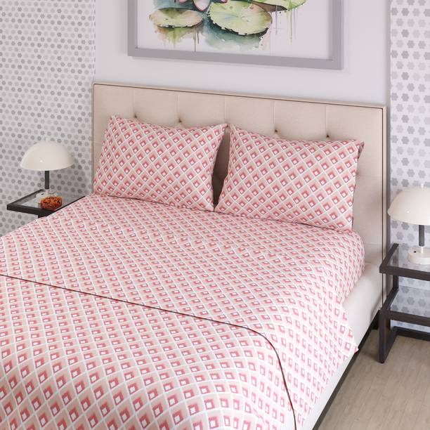 Layers 225 TC Cotton Blend King Printed Flat Bedsheet