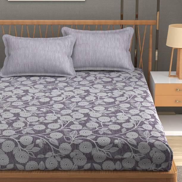Mafatlal 140 TC Microfiber King Floral Flat Bedsheet