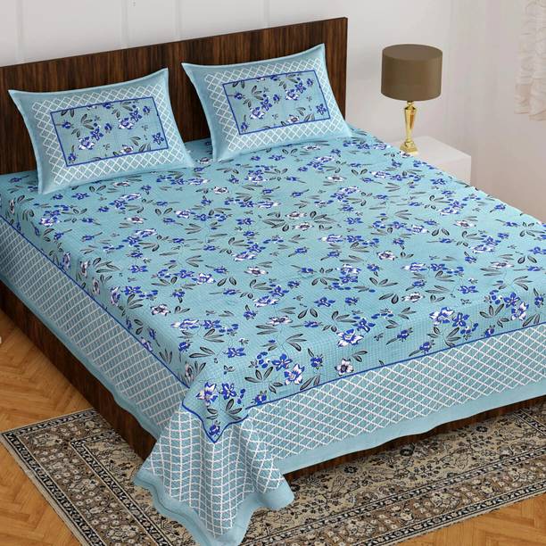 Leo Creation Cotton Double Flat 144 TC Jaipuri Prints 1 Bedsheet