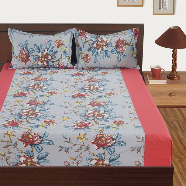 SWAYAM Cotton Double Fitted (Elastic) 210 TC Printed Bedsheet