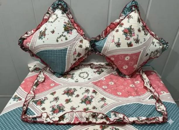 RAJNIRA Cotton Double Flat 280 TC Printed 1 Bedsheet with 2 Pillow Covers, 2 Cushion Covers