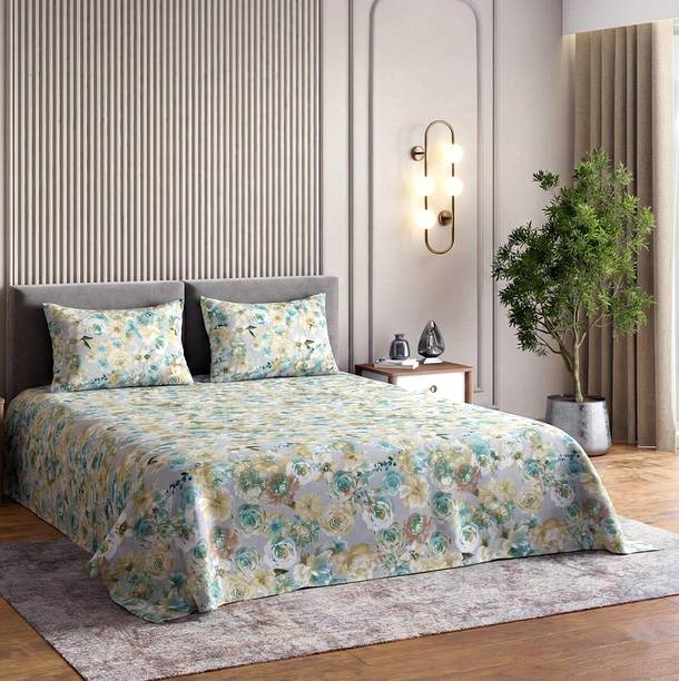 CARLTON LONDON Microfiber King Flat 140 TC Printed Bedsheet