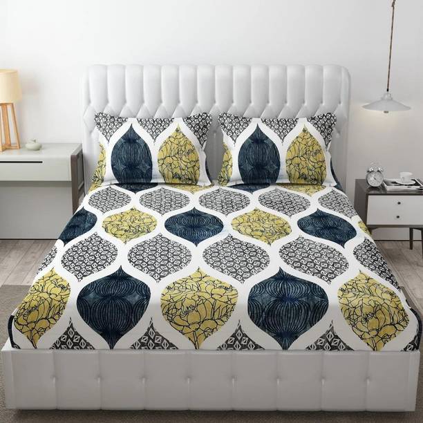 BLUEDOT Fleece King Fitted (Elastic) 200 TC Floral Bedsheet