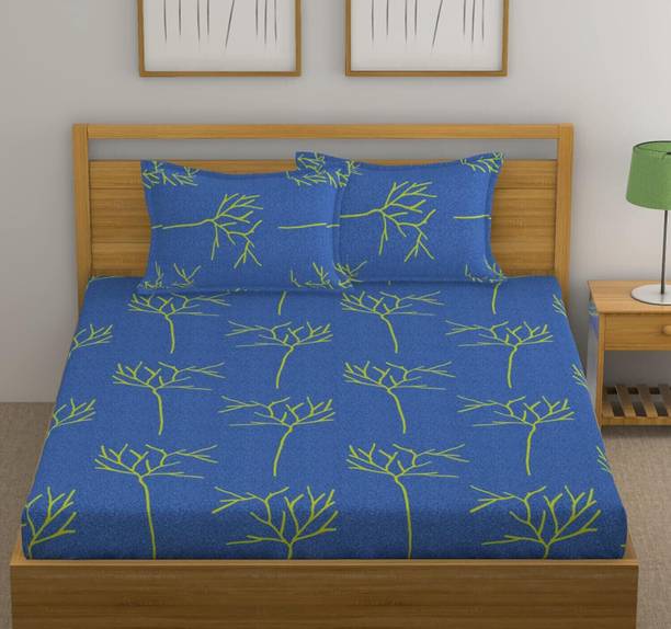 Huesland Cotton King Flat 144 TC Floral Bedsheet