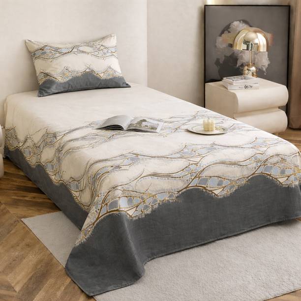 STARnSTYLE Cotton Single Flat 280 TC Floral 1 Bedsheet