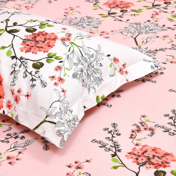 haus & kinder 186 TC Cotton Double Floral Flat Bedsheet