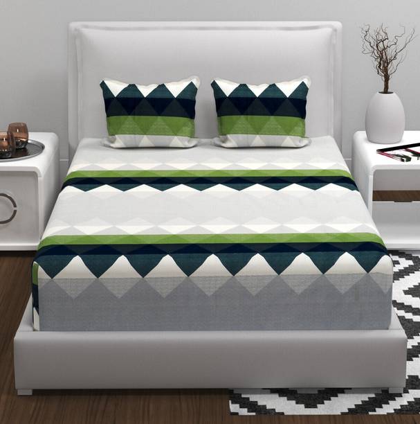 EXFAB Cotton Super King Fitted (Elastic) 300 TC Printed Bedsheet