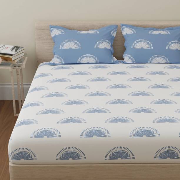 Huesland Cotton Double Flat 144 TC Printed Bedsheet