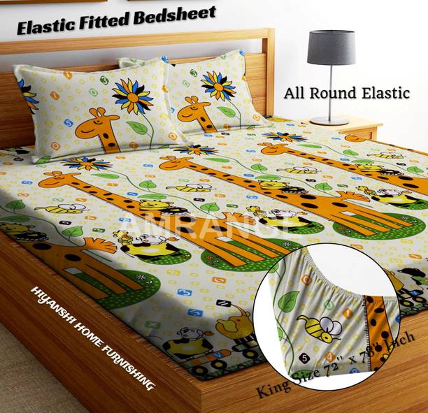HIYANSHI HOME FURNISHING Polycotton King Fitted (Elasti...