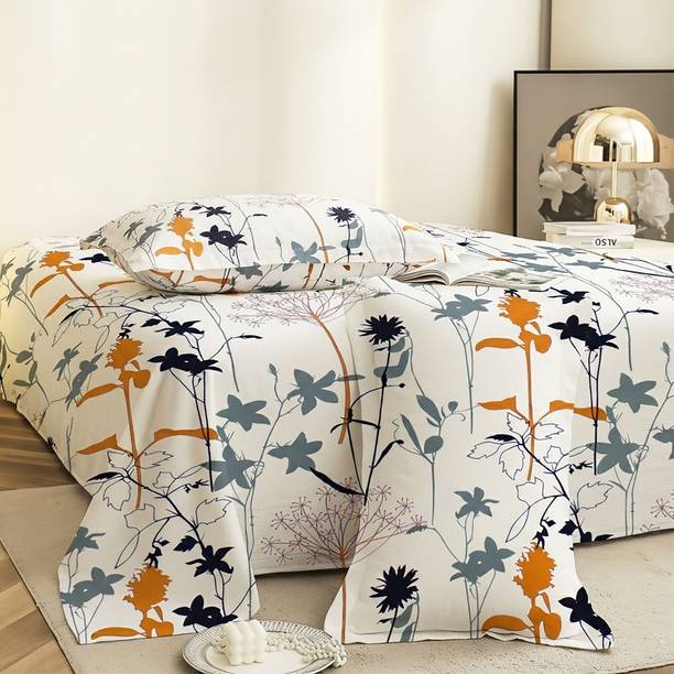 Story@home Cotton King Flat 186 TC Floral 1 Bedsheet with 2 Pillow Covers