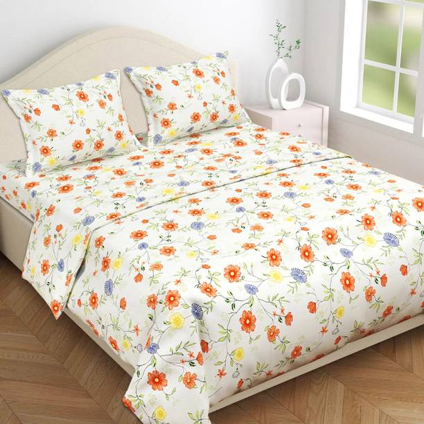 Flipkart SmartBuy 220 TC Cotton Super King Floral Flat Bedsheet