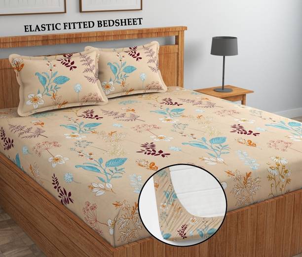 BLUEDOT 253 TC Microfiber Double Printed Fitted (Elastic) Bedsheet