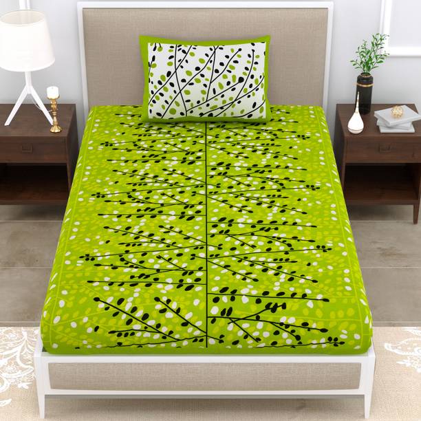 Mandakini 140 TC Cotton Single Jaipuri Prints Flat Bedsheet