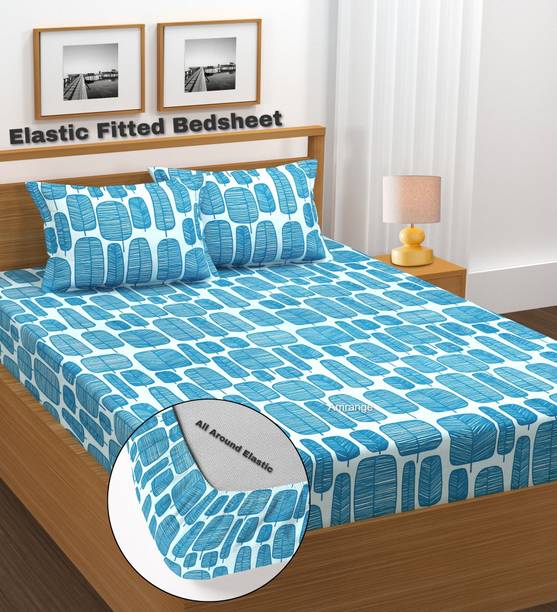 Amrange 210 TC Microfiber King 3D Printed Fitted (Elastic) Bedsheet