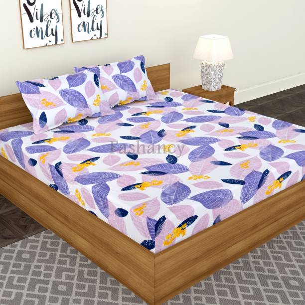 Fashancy 280 TC Cotton Double Printed Fitted (Elastic) Bedsheet