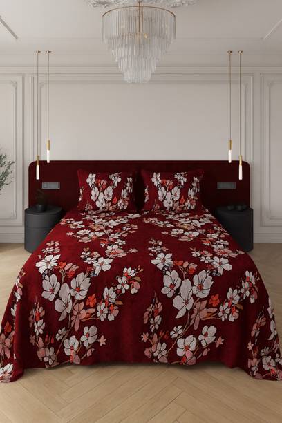 SCHp Woolen, Velvet Double Flat 240 TC Printed Bedsheet