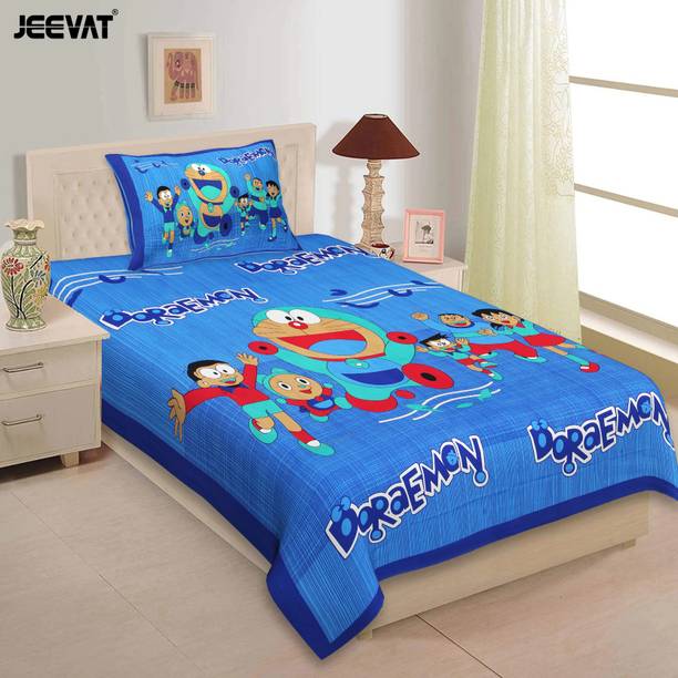 Jeevat 144 TC Cotton Single Cartoon Flat Bedsheet