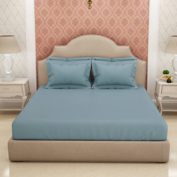 SPACES Cotton King Flat 600 TC Solid Bedsheet