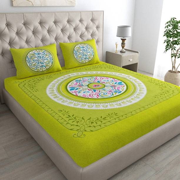 COZYKO 144 TC Cotton Double Floral Flat Bedsheet