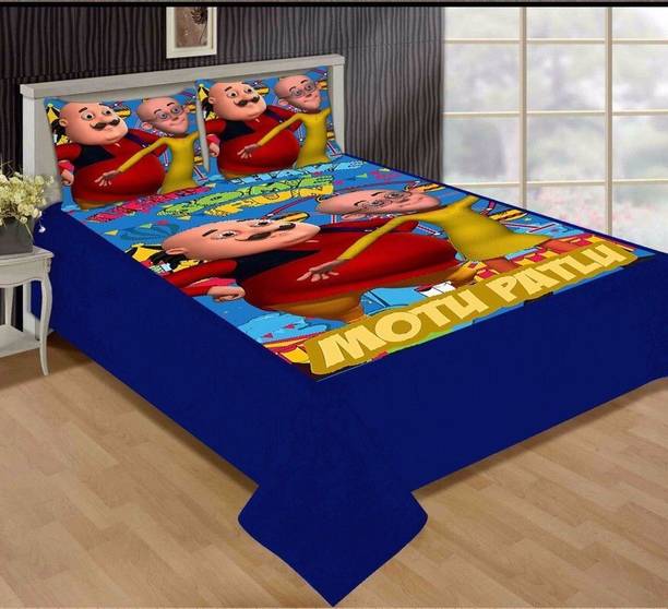 RIYETLII Velvet Double Flat 350 TC Printed 1 Bedsheet with 2 Pillow Covers