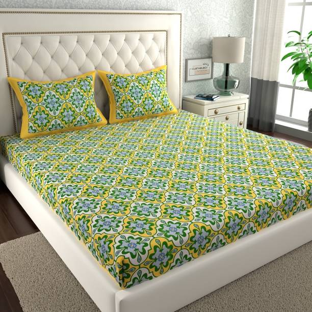 CLOTHOLOGY 144 TC Cotton King Printed Flat Bedsheet