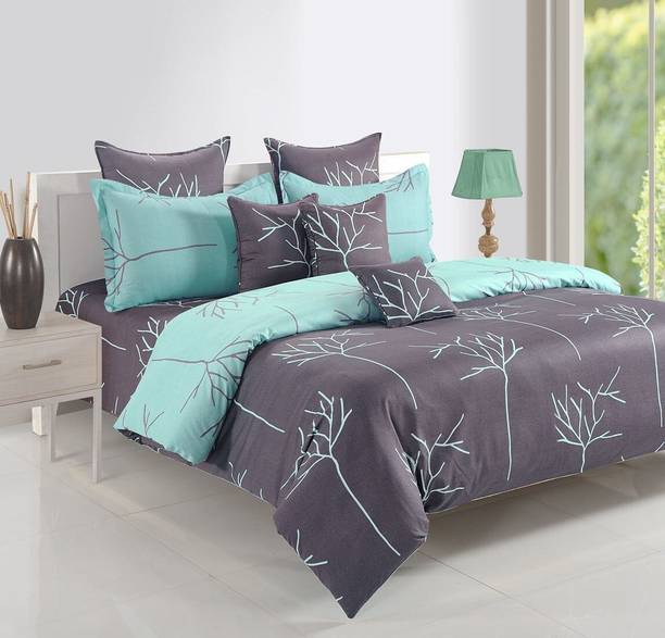 SWAYAM Cotton Double Flat 200 TC Printed 1 Bedsheet with 2 Pillow Covers