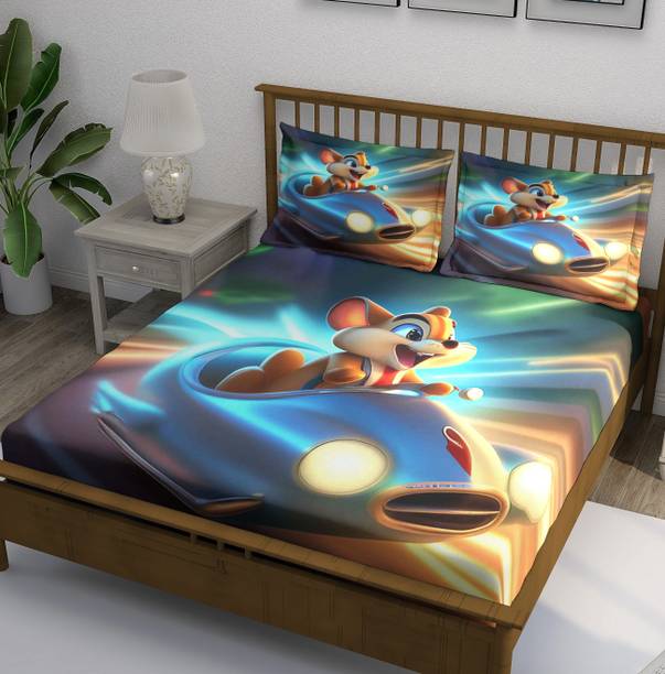 NCJ Home Microfiber King Flat 400 TC Cartoon Bedsheet