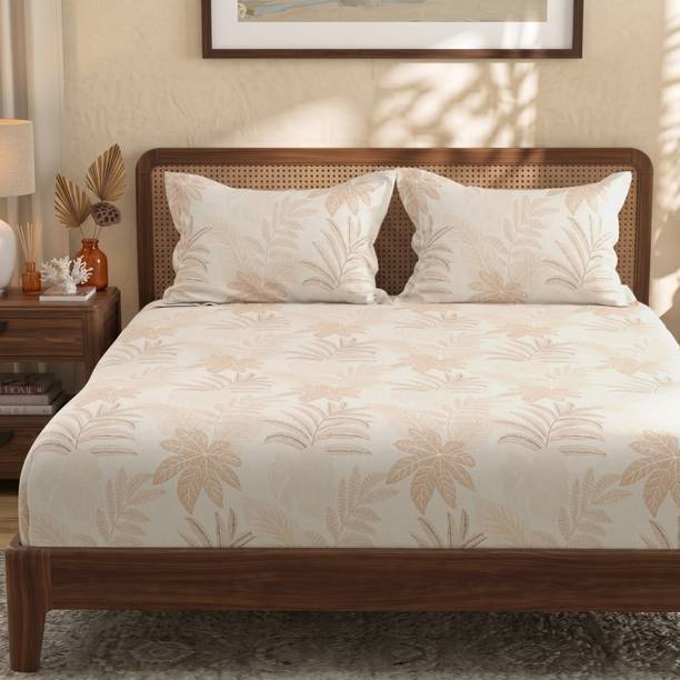 Huesland Cotton King Flat 144 TC Printed 1 Bedsheet with 2 Pillow Covers