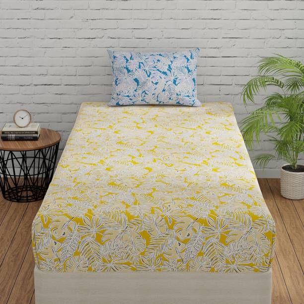Huesland 144 TC Cotton Single Floral Flat Bedsheet