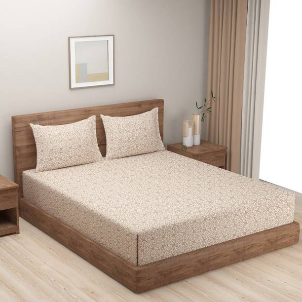 SWAYAM Cotton Queen Flat 200 TC Printed 1 Bedsheet with 2 Pillow Covers