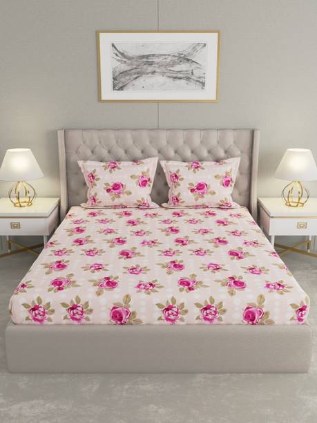 Raymond Home 104 TC कॉटन फ्लोरल बेडशीट
