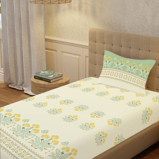 Urban Space Cotton Single Flat 200 TC Floral Bedsheet