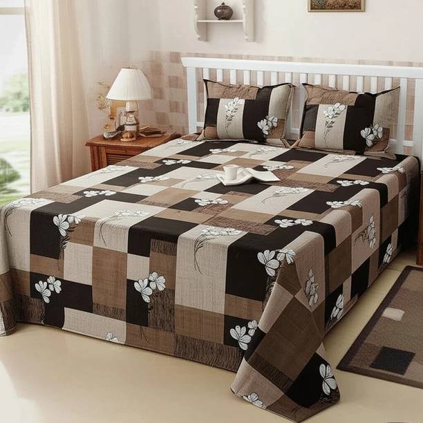 SCHp 320 TC Cotton Super King Printed Flat Bedsheet