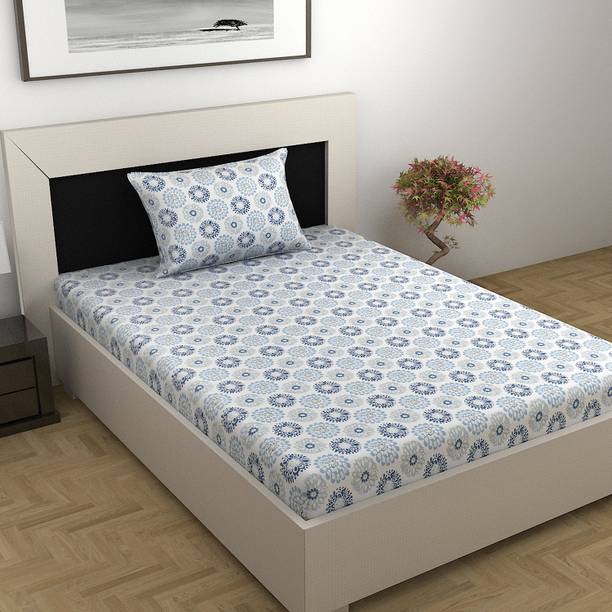Divine Casa Cotton Single Flat 144 TC Floral Bedsheet
