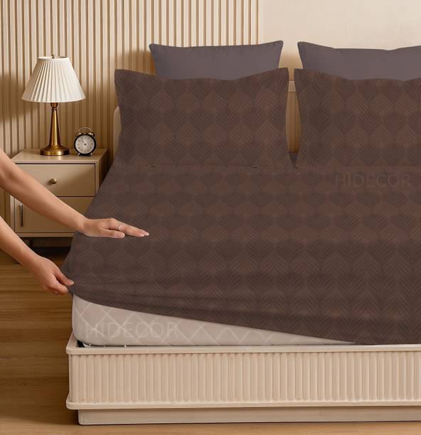 HIDECOR Microfiber Double, King Fitted (Elastic) 280 TC Printed 1 Summer Bedsheet with 2 Pillow Covers