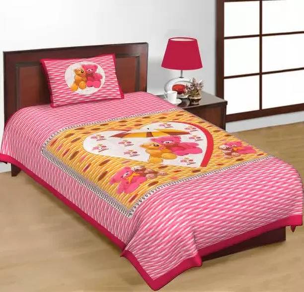 Homeline 104 TC Cotton Single Jaipuri Prints Flat Bedsheet