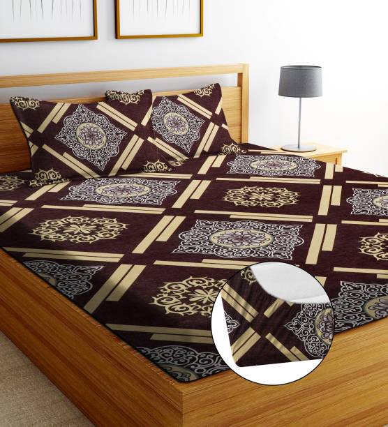 EXFAB 244 TC Cotton King Printed Fitted (Elastic) Bedsheet